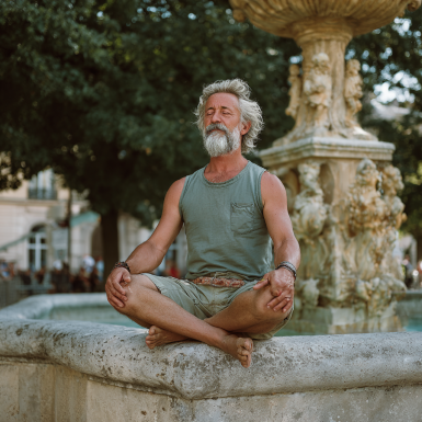 Інструктор йоги працює з літньою групою